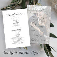 Budget Wedding Program White Black Elegant Photo  Flyer at Zazzle