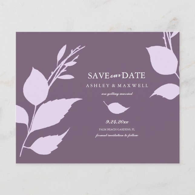 Budget Wedding Purple Save The Date Flyer (Front)