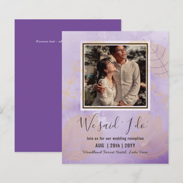 BUDGET Wedding Reception Invite With Couple PHOTO (Front/Back)