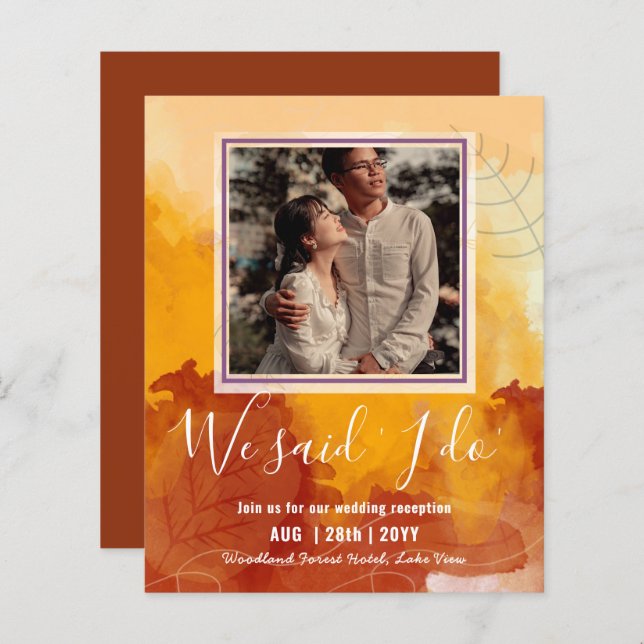 BUDGET Wedding Reception Invite With Couple PHOTO (Front/Back)