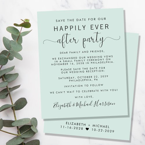 Budget Wedding Reception Mint Save the Date