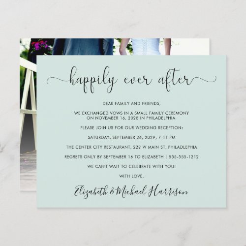 Budget Wedding Reception Photo Mint Invitation