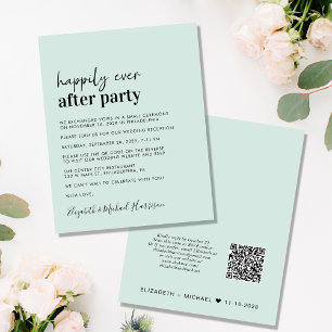 Budget Wedding Reception QR Code Mint Invitation