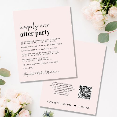 Budget Wedding Reception QR Code Pink Invitation