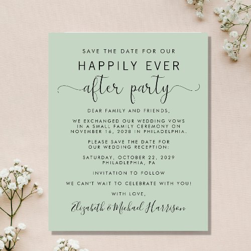 Budget Wedding Reception Sage Save the Date