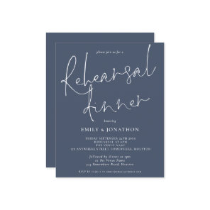 Budget Wedding Rehearsal Dinner Dusty Navy Invite