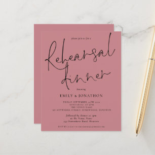 Budget Wedding Rehearsal Dinner Dusty Rose Invite