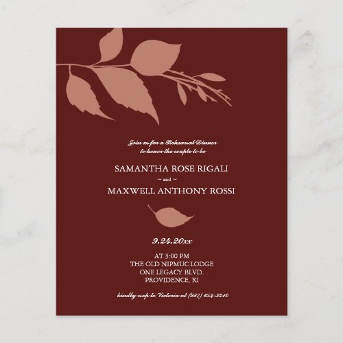 Budget Wedding Rehearsal Dinner Maroon Invitation Flyer