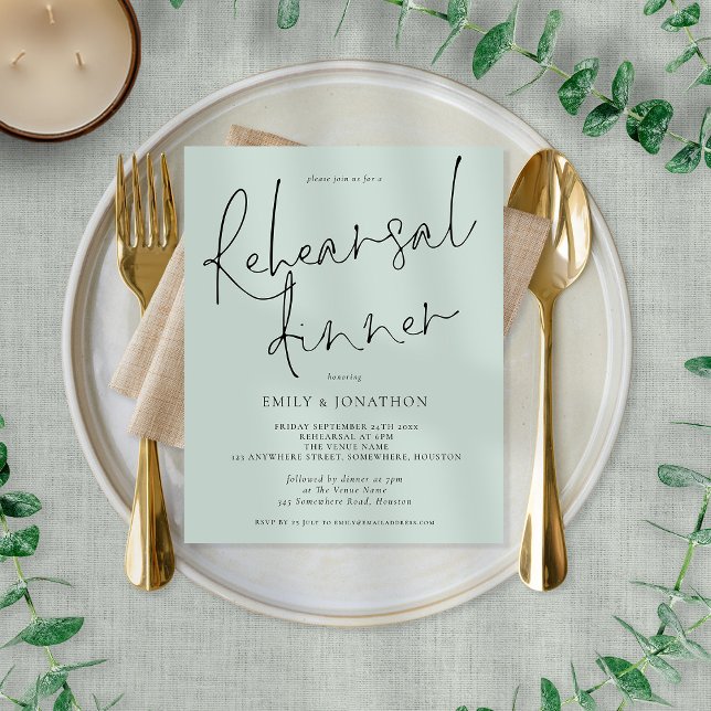 Budget Wedding Rehearsal Dinner Mint Green Invite (Creator Uploaded)