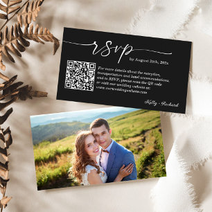 Budget Wedding RSVP Website QR Code Photo Enclosure Card