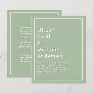 BUDGET Wedding Sage Apple Green Monochrome Text 