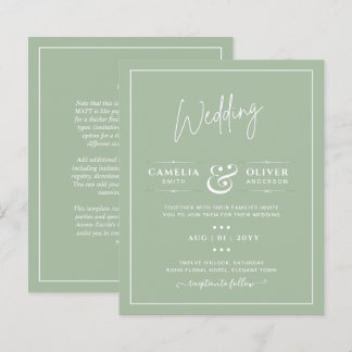 BUDGET Wedding Sage Apple Green Monochrome Text 