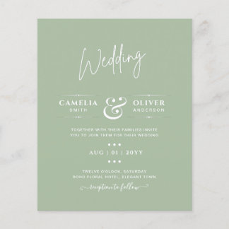 BUDGET Wedding Sage Apple Green Monochrome Text  Flyer