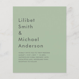BUDGET Wedding Sage Apple Green Monochrome Text Flyer