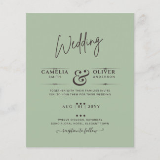 BUDGET Wedding Sage Apple Green Monochrome Text  Flyer