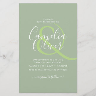 BUDGET Wedding Sage Apple Green Monochrome Text  Flyer