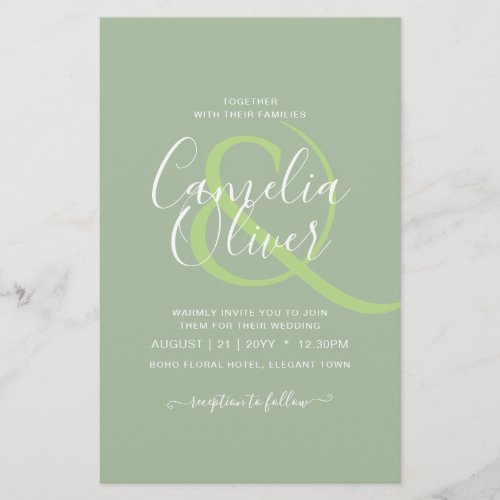 BUDGET Wedding Sage Apple Green Monochrome Text  Flyer