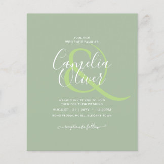 BUDGET Wedding Sage Apple Green Monochrome Text Flyer