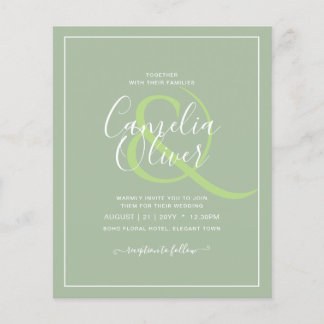 BUDGET Wedding Sage Apple Green Monochrome Text  Flyer