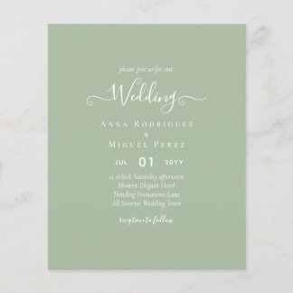 BUDGET Wedding Sage Apple Green Monochrome Text  Flyer