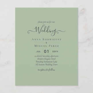 BUDGET Wedding Sage Apple Green Monochrome Text  Flyer