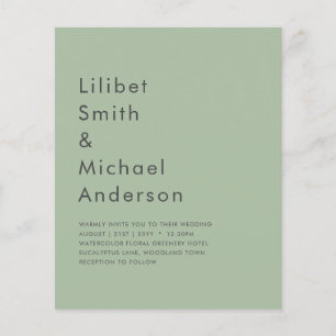 BUDGET Wedding Sage Apple Green Monochrome Text Flyer