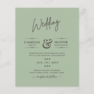 BUDGET Wedding Sage Apple Green Monochrome Text  Flyer