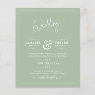 BUDGET Wedding Sage Apple Green Monochrome Text  Flyer