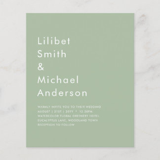 BUDGET Wedding Sage Apple Green Monochrome Text  Flyer