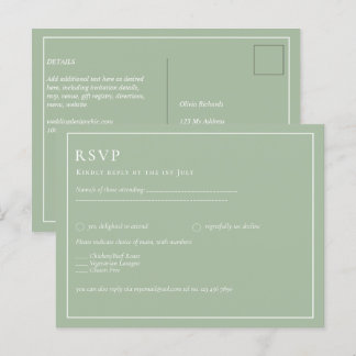 BUDGET Wedding Sage Apple Green Monochrome Text  Postcard