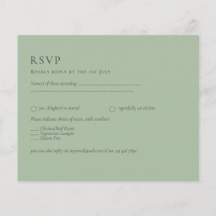 BUDGET Wedding Sage Green Monochrome Wedding RSVP Flyer