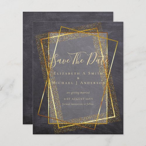 BUDGET WEDDING SAVE DATES  Gold Glitter Geometric