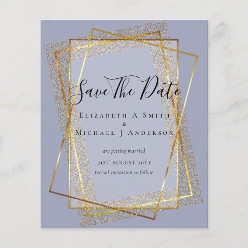 BUDGET WEDDING SAVE DATES  Gold Glitter Geometric Flyer