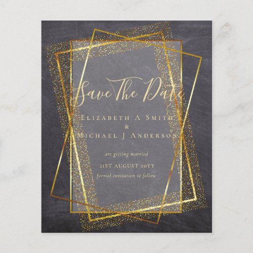 BUDGET WEDDING SAVE DATES  Gold Glitter Geometric Flyer