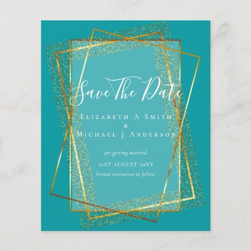 BUDGET WEDDING SAVE DATES  Gold Glitter Geometric Flyer