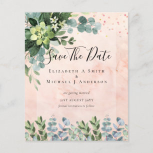 BUDGET WEDDING SAVE DATES - GREENERY Eucalyptus Flyer