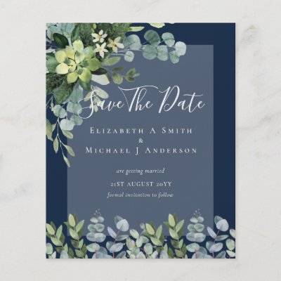 BUDGET WEDDING SAVE DATES - GREENERY Eucalyptus Flyer