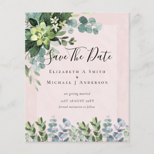 BUDGET WEDDING SAVE DATES _ GREENERY Eucalyptus Flyer