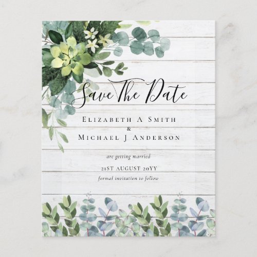 BUDGET WEDDING SAVE DATES _ GREENERY Eucalyptus Flyer