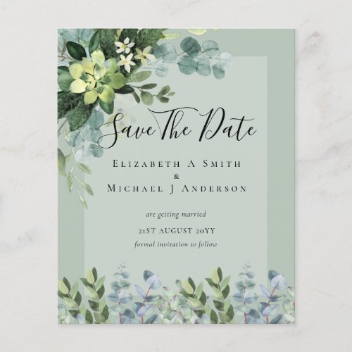 BUDGET WEDDING SAVE DATES _ GREENERY Eucalyptus Flyer