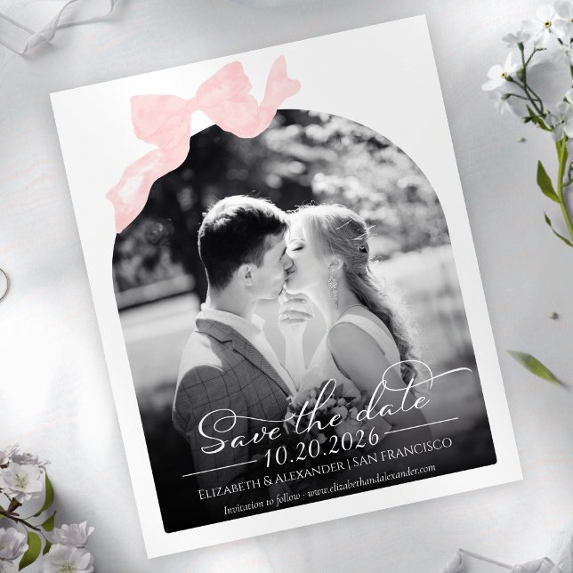 Budget Wedding Save the Date Invitation Bow Photo (Creator Uploaded)