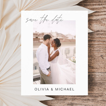 Budget Wedding Save The Date Photo Minimalist Flyer by Hot_Foil_Creations at Zazzle