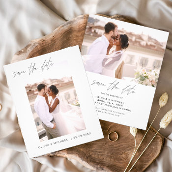 Budget Wedding Save The Date Photo Minimalist Flyer by Hot_Foil_Creations at Zazzle