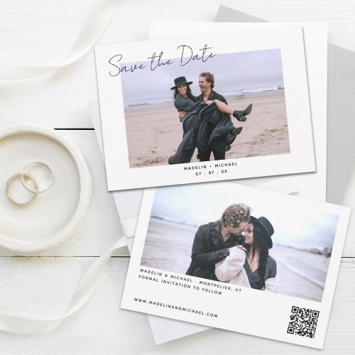 Budget Wedding Save the Date QR Code Photo Card