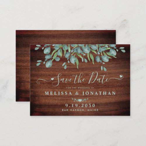Budget Wedding Save The Date Rustic Eucalyptus  Note Card