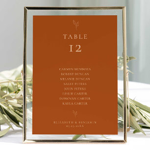 Budget Wedding Seating Chart Table Burnt Orange