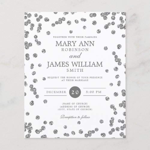 Budget Wedding Silver Glitter Confetti Invite