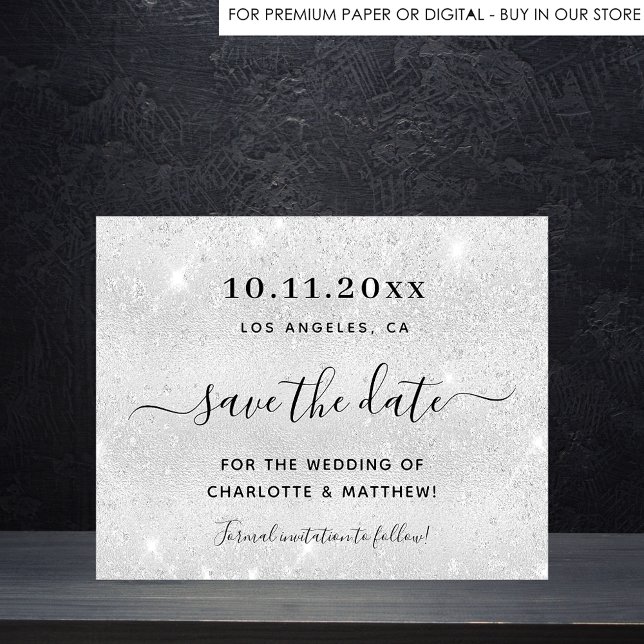 Budget wedding silver glitter save the date (Creator Uploaded)