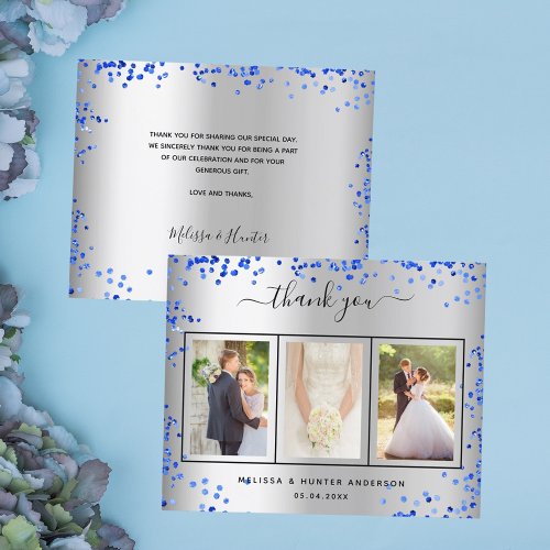 Budget wedding silver royal photo thank you card