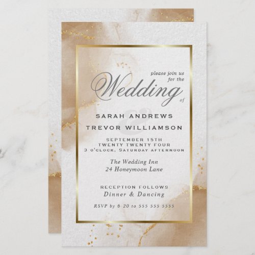 Budget Wedding Soft Brown Gold Abstract Marbled In